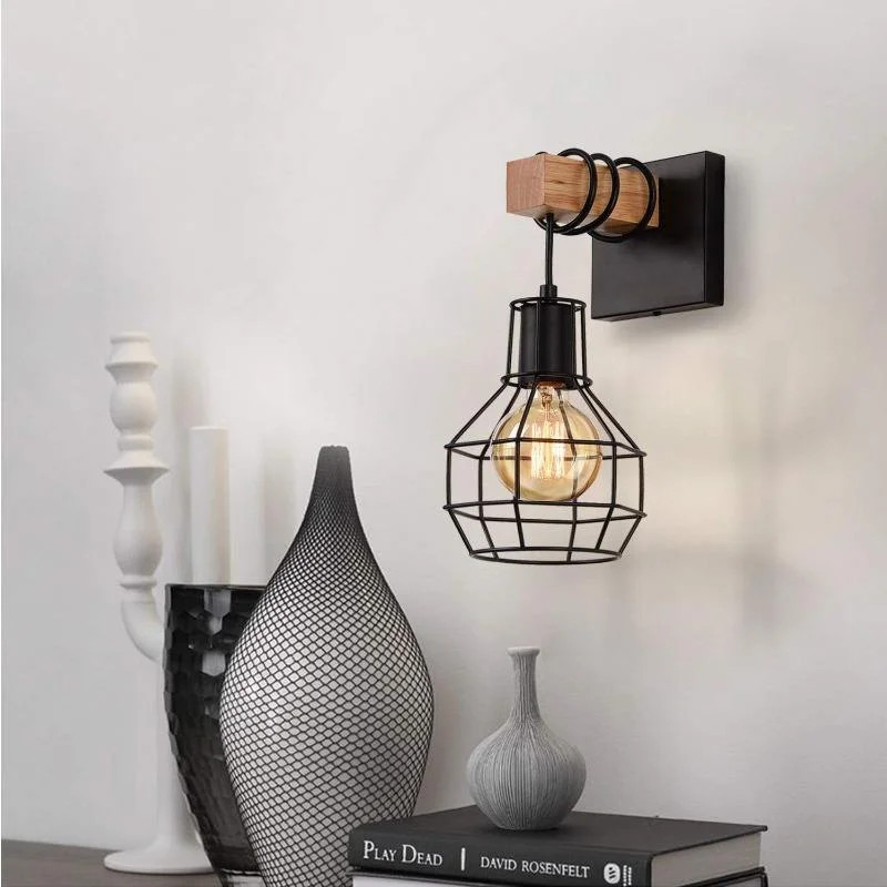 Applique da parete moderna Retro comodino lampada a LED Cage Light…