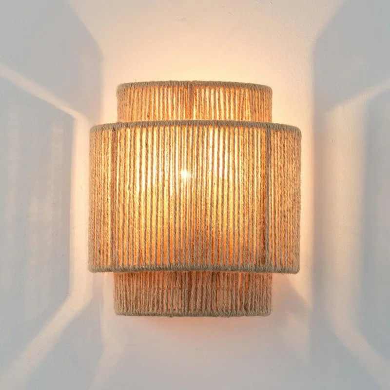 Rattan Wall Lamp Ancient Asia Hotel Living Room Internal Bedroom…
