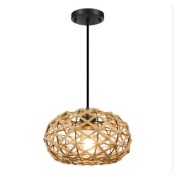 Lampada a Sospensione in Corda di Canapa Intrecciata, Lampadario per…