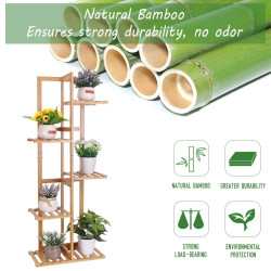 High Angular Bamboo Plant Stand, Durable Shelf Display Multifunctional