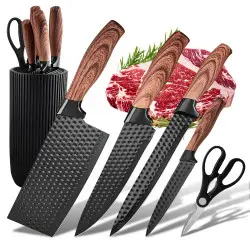 Set de 6 Couteaux de Cuisine Noirs, Set de Couteaux Chef Affûtés en…