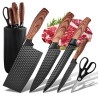 Set de 6 Couteaux de Cuisine Noirs, Set de Couteaux Chef Affûtés en…