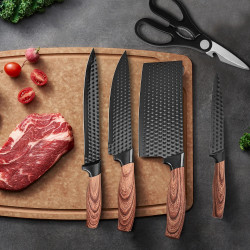 Set de 6 Couteaux de Cuisine Noirs, Set de Couteaux Chef Affûtés en…