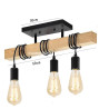 3-Light Rustic Suspended Lamp, Black Wood Ceiling Light