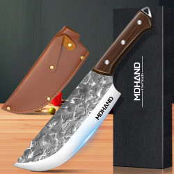 Professional Kitchen Knives with Fluted Steel Handle - 7 Inches