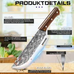 Professional Kitchen Knives with Fluted Steel Handle - 7 Inches