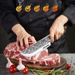 Professional Kitchen Knives with Fluted Steel Handle - 7 Inches