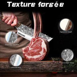 Professional Kitchen Knives with Fluted Steel Handle - 7 Inches