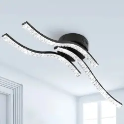 Modern LED Ceiling Light in Waved Aluminum and Acrylic, 2640 Lumen…