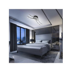 Modern LED Ceiling Light in Waved Aluminum and Acrylic, 2640 Lumen…