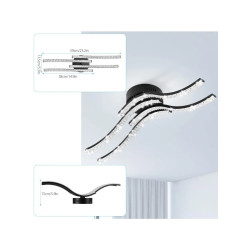 Modern LED Ceiling Light in Waved Aluminum and Acrylic, 2640 Lumen…