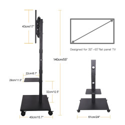 Carrello Porta TV da Pavimento con Ruote per Televisori da 32-70…