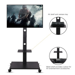 Floor Standing TV Cart with Wheels for TVs 32-70 Inches