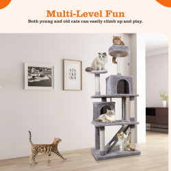 Nobleza Modern Cat Tree with 5 Scratching Posts & 2 Caves