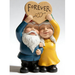 Garden Statue - Couple of Gnomes with Heart, Resin Figurine for…