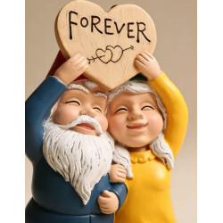 Garden Statue - Couple of Gnomes with Heart, Resin Figurine for…