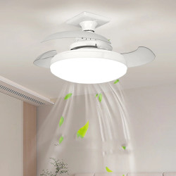 Ventilador de Techo con Luz LED Retracible Invisible, Diseño Moderno