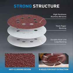 Magazzino DE: Set di 125 dischi abrasive da 5 pollici con velcro 8H…