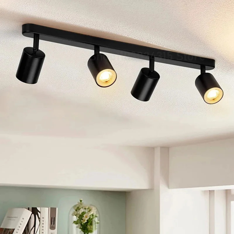 Spot à rail à 3 ou 4 feux, éclairage directionnel plafond métal noir…