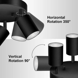 3 or 4 Light Rail Lights, Direct Ceiling Mount in Matte Black Metal…