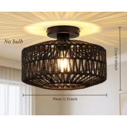Plafoniera in Tessuto a Mano Lampada da S soffitto in Rattan Moderna