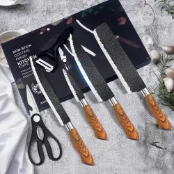 Set of 6 Forged Chef's Knives Made by Hand in Stainless Steel