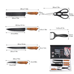 Set of 6 Forged Chef's Knives Made by Hand in Stainless Steel