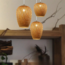 Lampada a Sospensione Moderna in Bambù Fatta a Mano