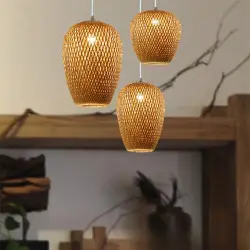 Lampada a Sospensione Moderna in Bambù Fatta a Mano