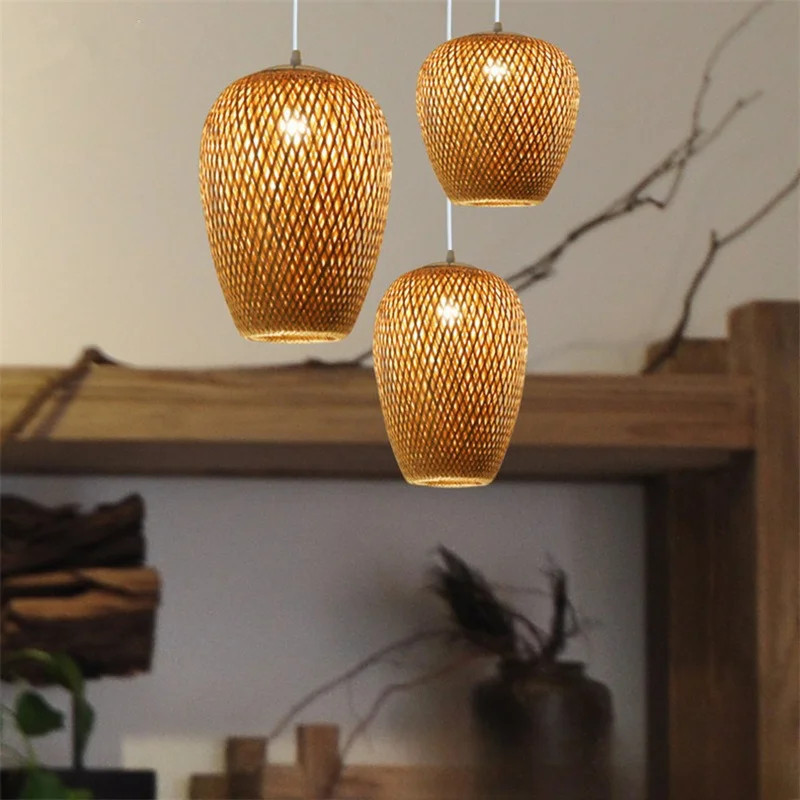 Lampada a Sospensione Moderna in Bambù Fatta a Mano