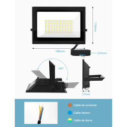 Aigostar 50W Outdoor Floodlight IP65 Waterproof 4500LM Cool White