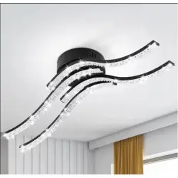 Modern Ceiling Light in Aluminum and Acrylic with Wave Shape