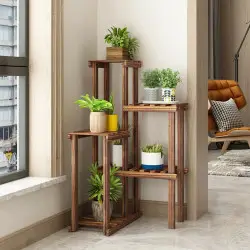 Espositore angolare in legno per più livelli per fiori e piante