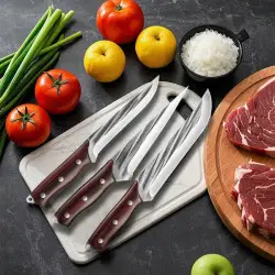 3-Piece Carving Knife Set with Wood Handle - Forged Butcher Knife...