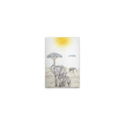 Safari Elephant Mural Decor - Beige and Blue Wall Art Framed Print...