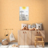 Safari Elephant Mural Decor - Beige and Blue Wall Art Framed Print...