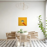 Moderno Parete Quadro Fiori Vetro Decorazione Casa Tela Giallo Bianco