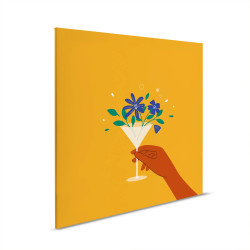 Moderno Parete Quadro Fiori Vetro Decorazione Casa Tela Giallo Bianco