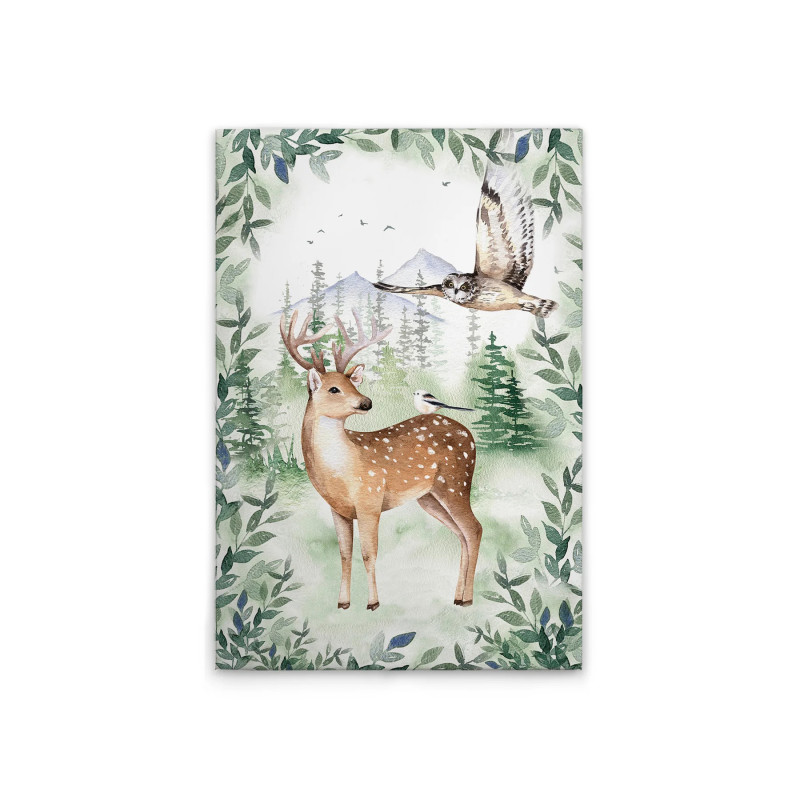 Modern Forest Animals Mural Made in Germany, Brown and Gray Canvas...