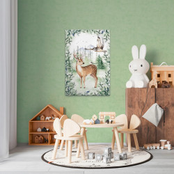 Modern Forest Animals Mural Made in Germany, Brown and Gray Canvas...