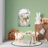 Modern Forest Animals Mural Made in Germany, Brown and Gray Canvas...