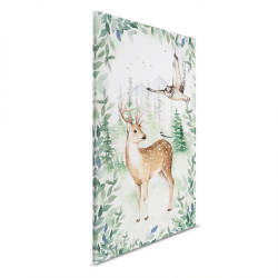 Modern Forest Animals Mural Made in Germany, Brown and Gray Canvas...
