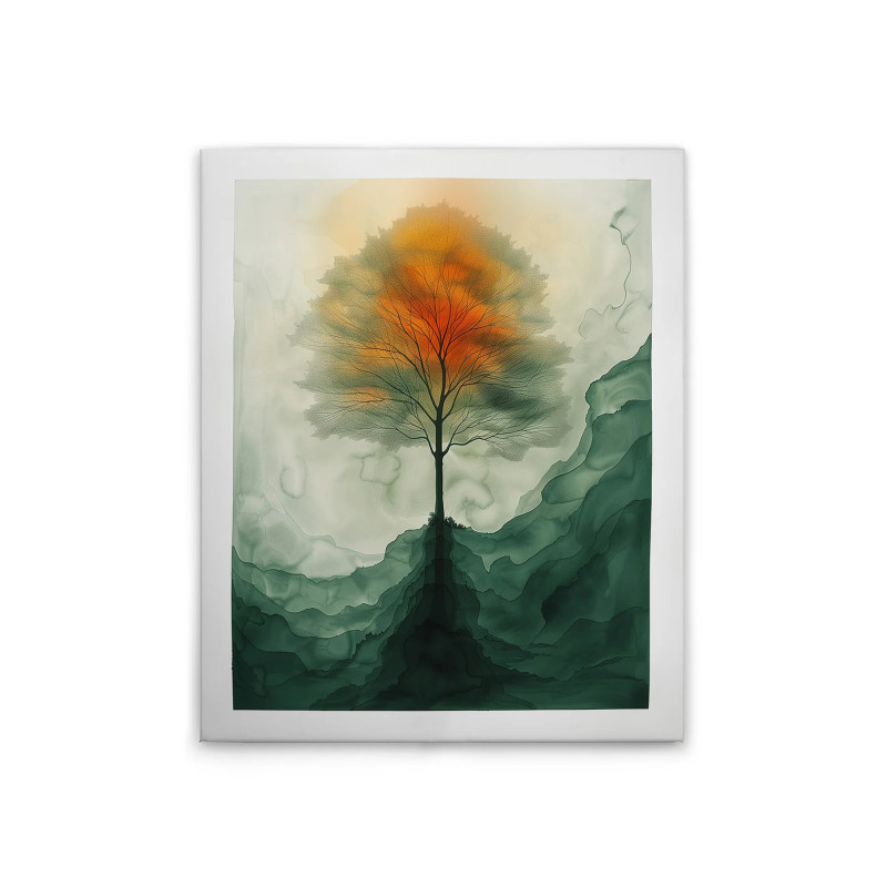 Dipinto Murale su Tela Moderno Astratto con Albero, Prodotto in...