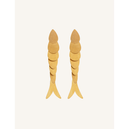 CUCOCUCA YXQ E367 Golden Brushed Stainless Steel Stud Earrings