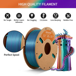 ERYONE 1.75mm Tricolor Silk PLA Filament with Printing Service -...