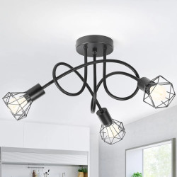 Lampada a Soffitto a 3 Luci, Colore Nero, Illuminazione Moderna...