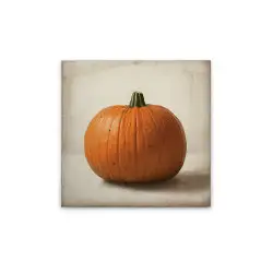 Modern Wall Art Print with Pumpkin Motif, Framed Canvas, Cream...