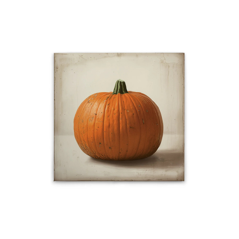 Modern Wall Art Print with Pumpkin Motif, Framed Canvas, Cream...