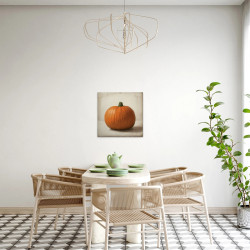 Modern Wall Art Print with Pumpkin Motif, Framed Canvas, Cream...