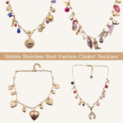 CUCOCUCA Golden YXQ 88 Stainless Steel Necklace with Fashionable...